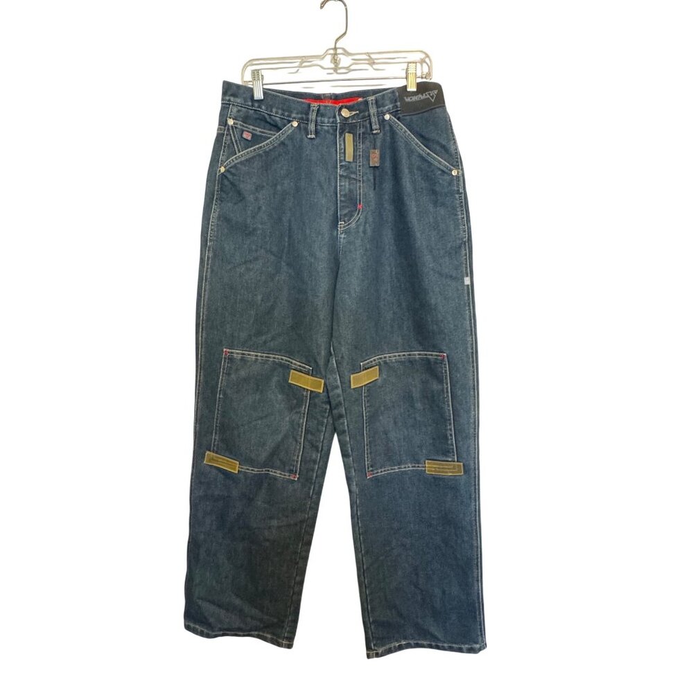 Vintage Vokal Denim Carpenter Pants Mens Size 32 Blue Yellow Accent 64% Cotton P